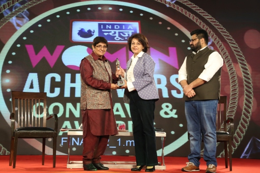Kartikeya Sharma, Founder of iTV Network, Dr. Rupali Datta, Dietitian and Kiran Bedi, Lieutenant Governor of Puducherry at India News Women Achievers’ Conclave & Awards