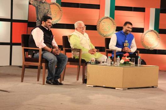 Kartikeya Sharma, MD of India News with Haryana CM and Deepak Chaurasia on the occasion 'Shaurya Samman'