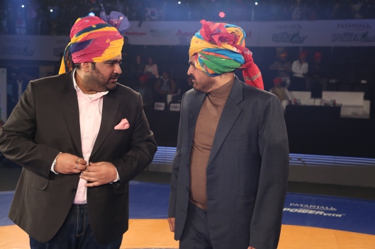 Kartikeya Sharma of iTV Group and Brij Bhushan Singh, President of WFI at PWL Season 2